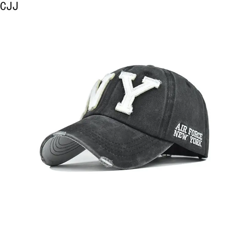 Unisex Retro Distressed Embroidered Baseball Cap, Fashionable 3D Lettering Casual Style Duckbill Hat, for Hiking and Cycling, for Men and Women 0