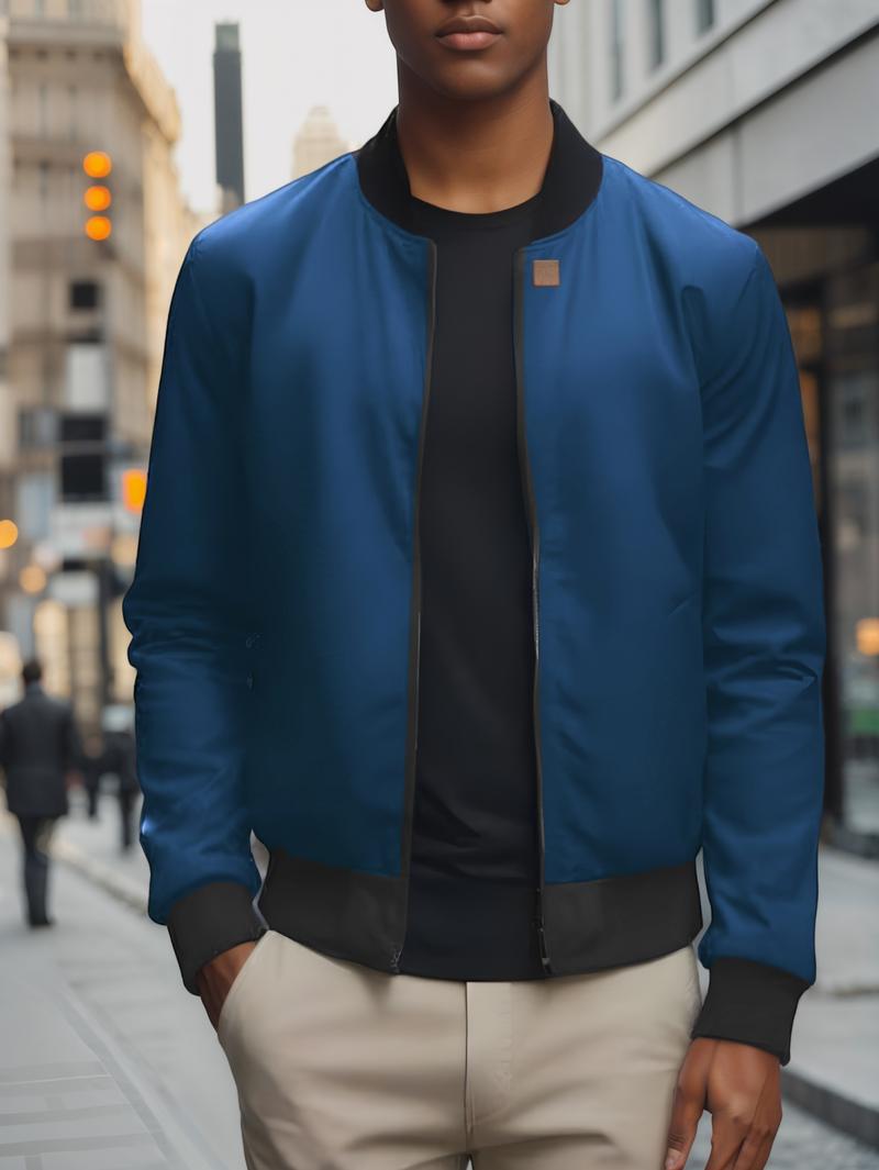 Product Introduction of 2024 Spring and Autumn New Baseball Collar Short Loose Solid Color Jacket Men's Business Casual Thin Coat Trend 13