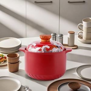 Classic Chinese High-Temperature Ceramic Casserole Set with Lid, Ideal for Gas Stoves, Perfect for Soup, Porridge, Hot Pot & Easy Cleaning
