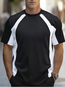 Men's Solid Color Raglan Sleeve Tee, Loose Casual Comfy Round Neck Short Sleeve T-shirt for Summer, Fashion Men's Top for Daily Wear, Tropical