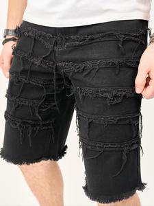 Plus Size Men's Ripped Design Shorts, Casual Comfy Regular Fit Denim Shorts for Daily Wear, Men's Bottoms for All Seasons, Cotton