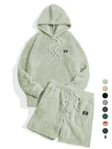 Two-piece Set Men's Letter Patched Drop Shoulder Hoodie & Drawstring Waist Shorts Set, Casual Fashion Cozy Regular Fit Outfits for Daily Outdoor Wear, Men's Clothes for Fall & Winter