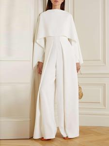 Women's Solid Cloak Sleeve Boat Neck Jumpsuit, Elegant Style High Waist Wide Leg Jumpsuit for Spring & Fall, Women Clothes, Jumpsuit for Women, Women's Clothes for Daily Wear, Womenswear