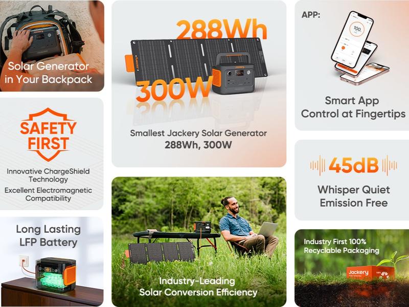 Jackery Solar Generator 300 Plus 288Wh Portable Power Station & Solar Panel 2