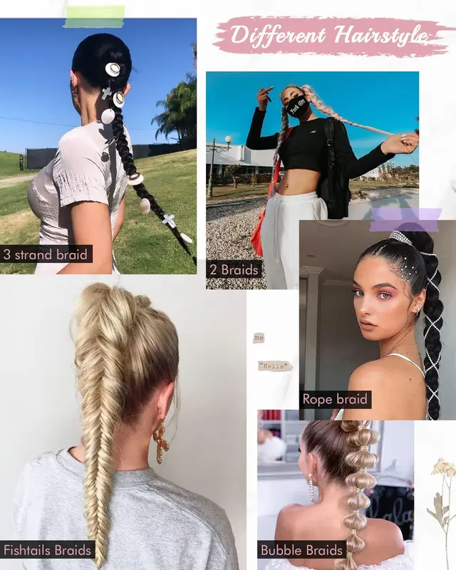 REECHO DIY Braid Ponytail Extension, Long Straight Wrap Around Ponytail Hair Extensions Natural Soft Synthetic Hairpieces for Women - Ginder Brown 160g 3