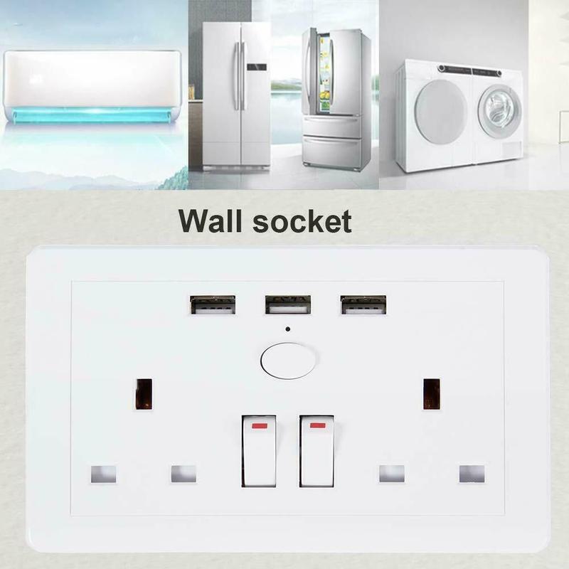 Product Introduction of Double Wall Plug Socket 2 Gang 13A w/ 2 Charger USB Ports Outlets Flat Plate UK 7