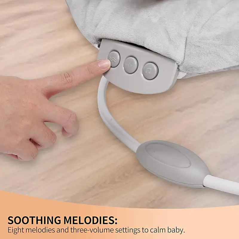 LADIDA Soft Padded Lamb Bouncer, Suitable for Newborns 0-6 Months, Soothing Music and Vibration 6