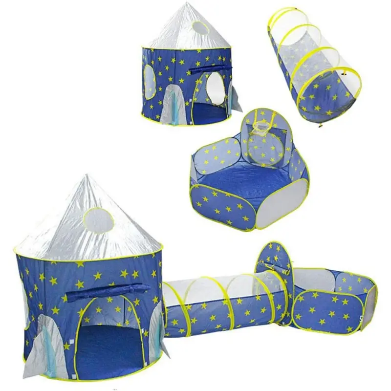 Kids 3 In 1 Play Tent Crawl Tunnel Pop Up Ball Pit Playhouse Toddler Toy Room 4