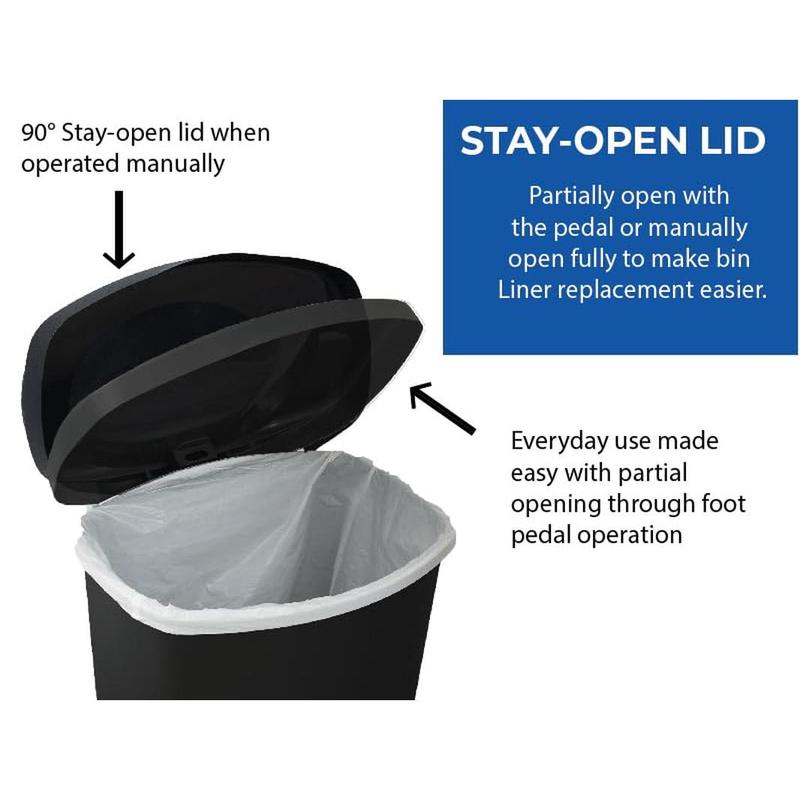 Plastic Family Kitchen Utility Bin, 50 Litre, New Black with Silver Pedal 5