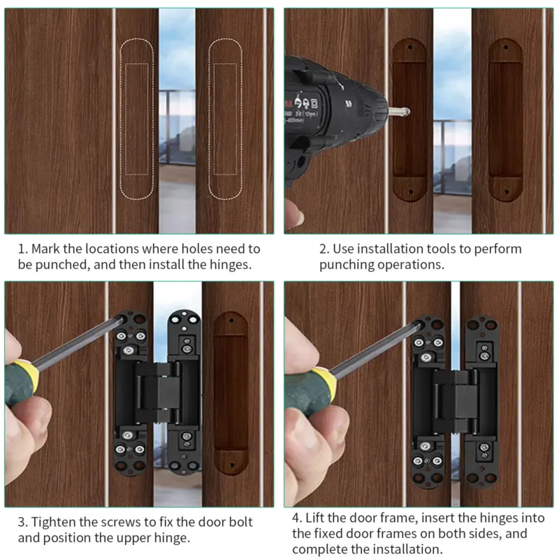 2x Hidden Heavy Duty Concealed Door Hinges Invisible 3 Way Adjustable Butt Hinge 6