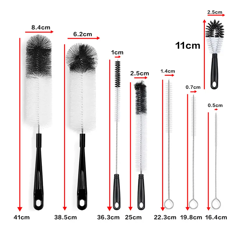 8-Pack Bottle Cleaning Brush Set – Long Handle Cleaner with Straw Brush & Kettle Lid Brush for Reusable Bottles & Cups 8