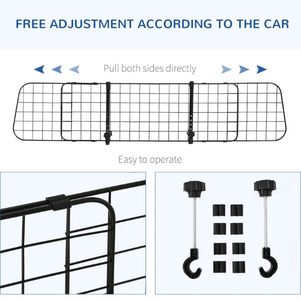 PawHut Heavy Duty Pet Dog Car Barrier, Keeps Pet Safe, Protect Your Car, Easy to Install - Black 3