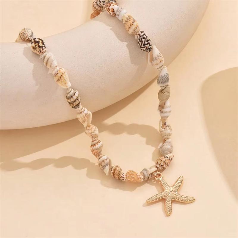 2025 Beach Style Natural Seashell Beaded Necklace With Handmade Tropical Starfish Pendant Fashion Ocean Inspired Jewelry Choker Women 6