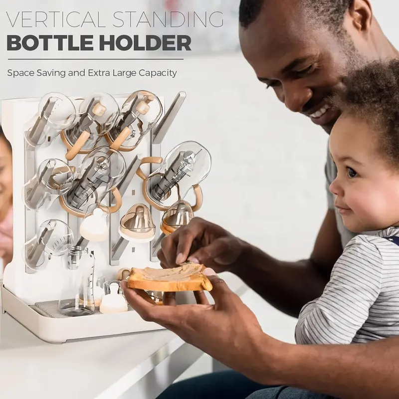 Baby Bottle Drying Rack – 3-Tier Vertical Design with Detachable Drip Tray, Quick Drying for Baby Bottles and Pump Part Cleaning 5