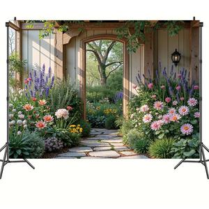 Garden Themed Background Banner, Durable Flower & Tree Pattern Background Banner, Outdoor Decoration Supplies for Photography Studio, Living Room & Bedroom
