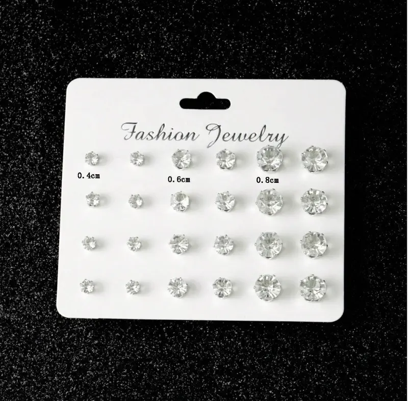12 Pairs Fashion Stud Earrings Set, No Card Packaging 1