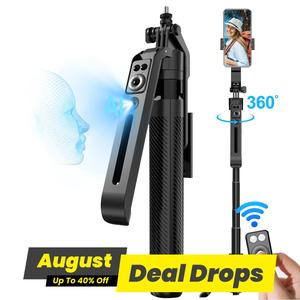 Auto Face Tracking Tripod, 360° Rotation Phone Holder with Remote Control, Moving Tripod Selfie Stick for Video Live Stream, Cellphone Camera Stabilizer, Tripod Ring, Vlogging Kit, Tripod Light, Travel Tripod