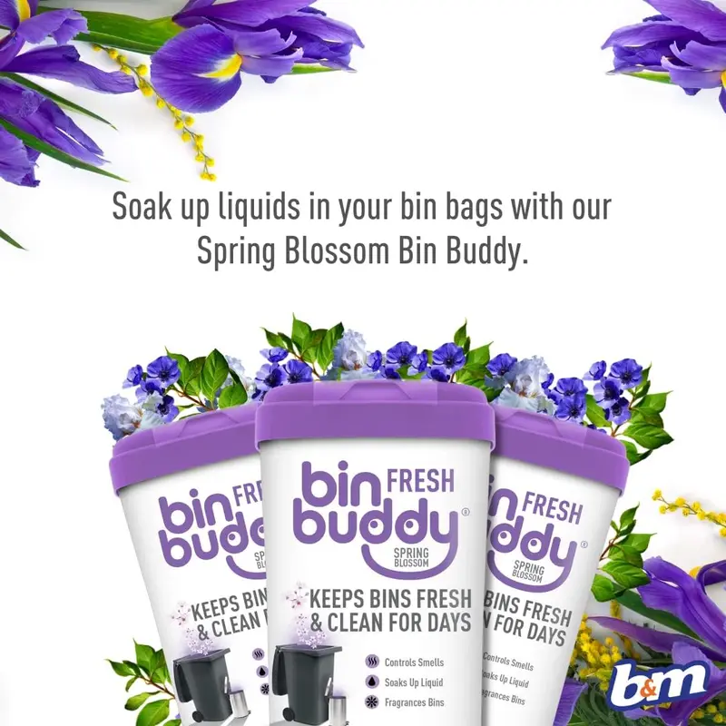 Bin Buddy Fresh Spring Blossom 450g - Household Bin Freshener Deodoriser Powder for Indoor and Outdoor Bins Pack Scent Scented Perfume Aroma Fragrance 2