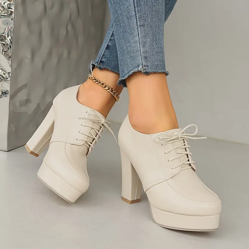 Spring New Women'S Mary-Jane High Heel Shoes with Round Toe and Block Heel, Elegant Style, All-Season Wear, Breathable Design, Solid Color, Man Made Materials, Hand Wash or Professional Dry Clean 6