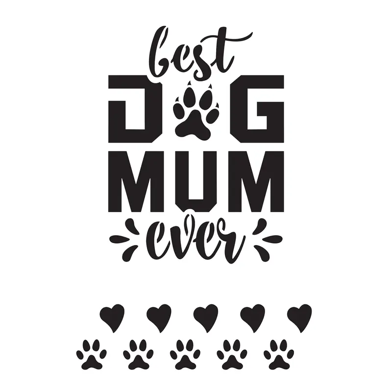 Reusable Stencil - Professional Quality - Best Dog Mum Ever - Made in the UK - Food Safe Non Adhesive -  White Laser Cut PET Material for Cakes, Cookies, Coffees, Serving Plates 1