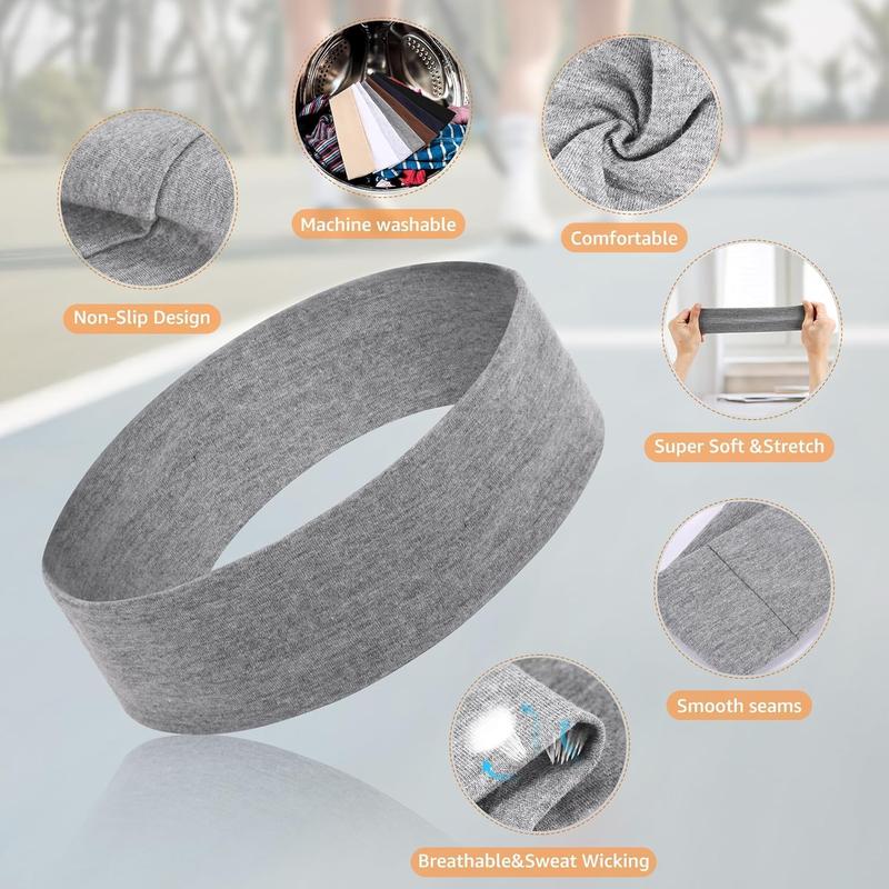7PCS Non Slip Headbands for Women - Soft Cotton Cloth Stretchy Hair Bands for Workout Yoga Running 4