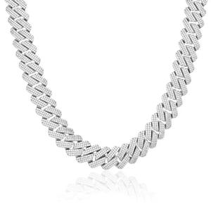 19mm Iced Prong Cuban Chain - White Gold