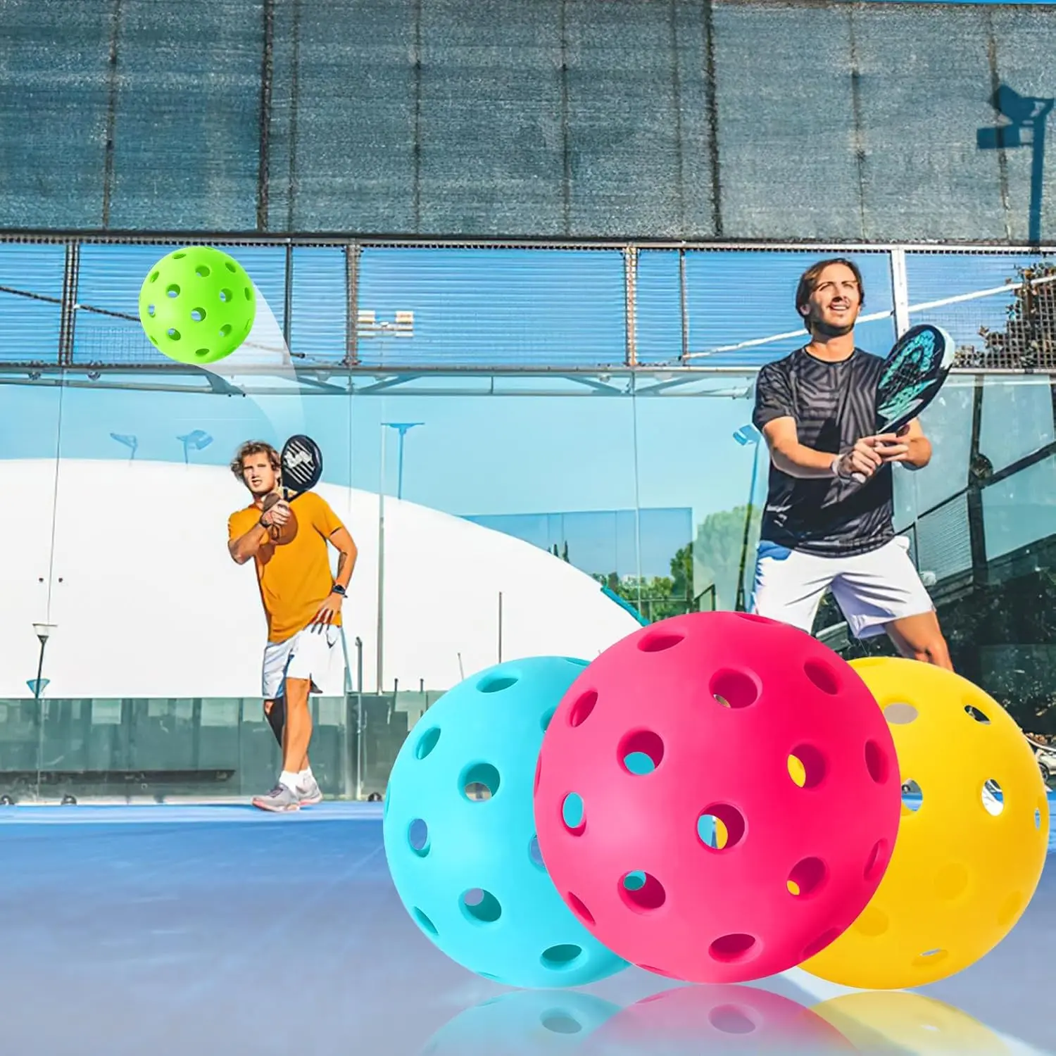 JULMELON Pickleball Balls, 4 Packs Outdoor Pickleball Balls 40 Holes Pickleballs for Sport Outdoor Play Elasticity and Durable Pickleballs for USAPA Approved Ideal for Beginners and Professional