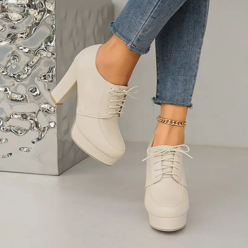 Spring New Women'S Mary-Jane High Heel Shoes with Round Toe and Block Heel, Elegant Style, All-Season Wear, Breathable Design, Solid Color, Man Made Materials, Hand Wash or Professional Dry Clean 8