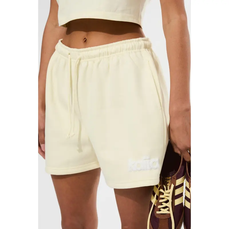 Kaiia Puff Print Sweat Shorts Lemon 3