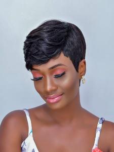 T Part Lace Human Hair Short Pixie Cut Wigs for Black Women, Glueless Full Machine Made Wig, Human Hair Wigs for Party, Daily Use