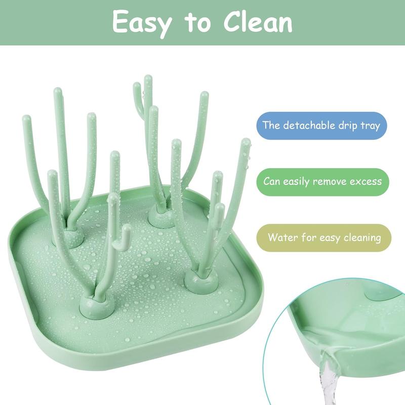 Baby Bottle Drying Rack, Baby Bottle Drain Holder with Detachable Drip Tray, Baby Drying Rack Ideal for Bottles, Teats, Cups, Reusable Baby Bottle Holder Baby Accessories 3