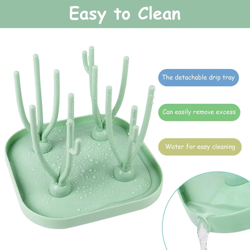 Baby Bottle Drying Rack, Baby Bottle Drain Holder with Detachable Drip Tray, Baby Drying Rack Ideal for Bottles, Teats, Cups, Reusable Baby Bottle Holder Baby Accessories 3