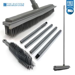 Rubber Broom & Hand Brush Pack for Cleaning Pet Hair From Carpets, Rugs and Stairs carpet