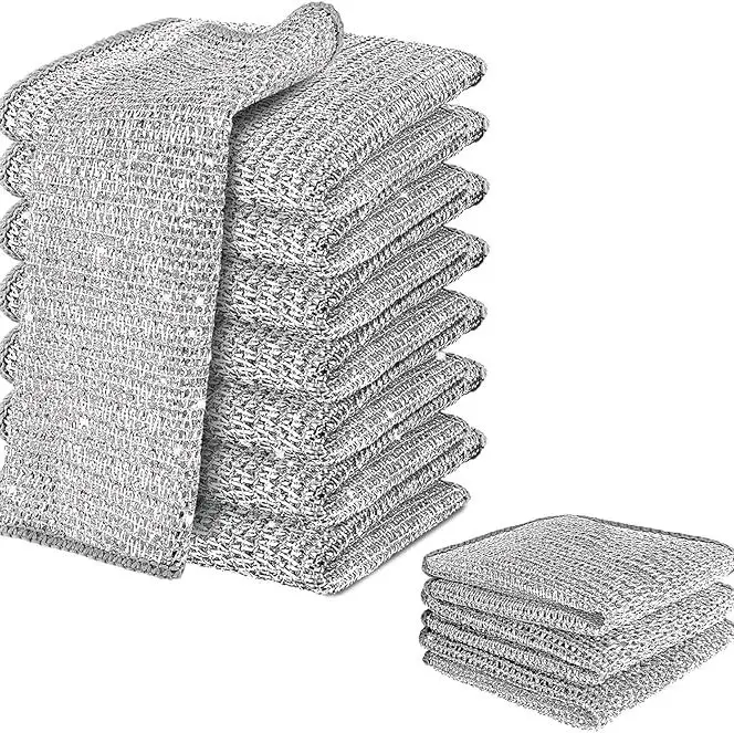 10 Pieces  Wire Cleaning Cloth- Multifunctional Non-scratch wire Dishcloths,  Sodt Microfiber Dishwashing Rags for Wet and Dry Cleaning,  Reusable Mesh Dish Cloth for Kitchen Washing Dishes,