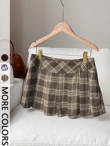 Women's Retro Pleated Skirt, Y2k Mini Skirt High Waist Anti-Exposure Classic Plaid Pattern for School & Daily Wear
