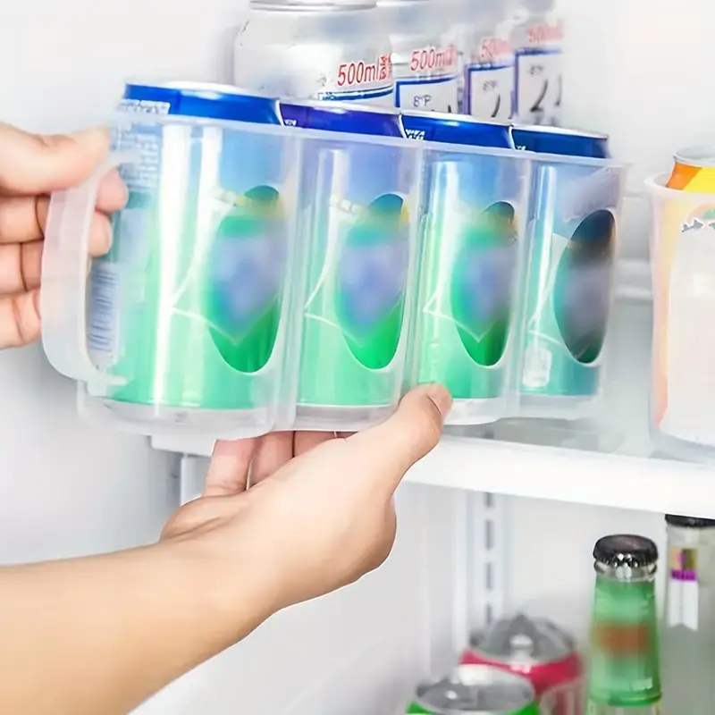 1pc Storage Box, 4-grid Clear Plastic Soda Can Storage Box, Portable Soda Can Organizer Bins, For Kitchen Countertops, Cabinets And Refrigerator, Kitchen Organizers And Storage, Kitchen Accessories 2