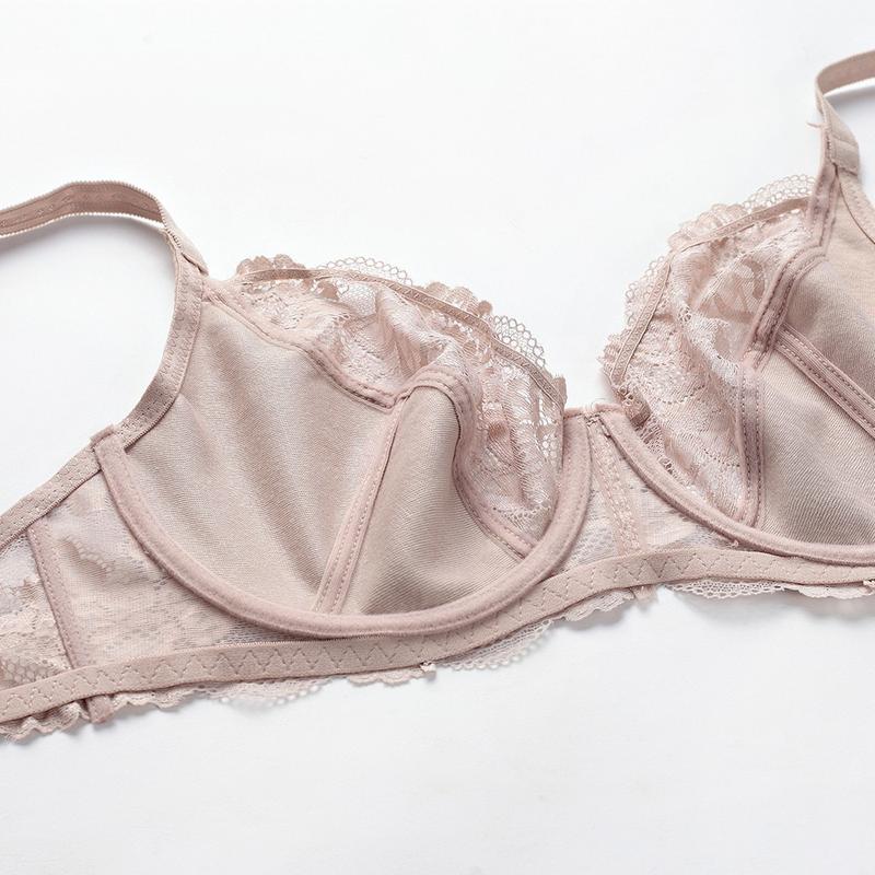 Lace Perspective Bras for Women Sexy Lingerie Underwire Embroidery Floral Bralette Large Size C D E 80 85 90 95 100 105 Lingerie 5