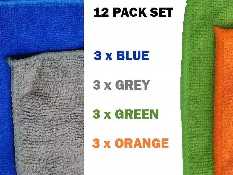 12 Pack Microfiber Cleaning Cloths Dishcloth Car Polishing Drying 32cm X 32cm 5
