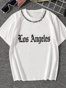 Boy's Los Angeles Letter Print Round Neck Tee, Casual Short Sleeve Crew Neck T-shirt for Summer, Kids Clothes for Daily Wear, Fashionable