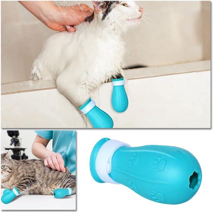 4 Pcs Cat Anti-Scratch Boots Adjustable Cat Paw Protector Foot Covers Cat Claw Protection Shoes for Home Bathing Shaving Cat Paw Protector 4