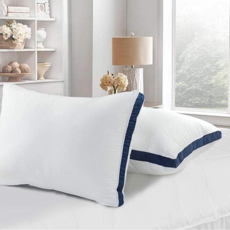 Pack of 2 Premium Egyptian Cotton Box Pillows Hotel Quality Pillow for Back Stomach Side Sleepers Down Alternative Filing Bed Pillow Hypoallergenic Breathable Washable Cover 6