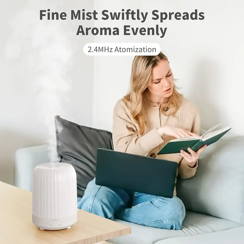 YETHKE 1pc Silent Aromatherapy Humidifier, USB Powered, 7 LED Light Colors, 3 Timer Modes, Auto-Off, Non-Waterproof, for Bedroom, Office, Living Room, Yoga Room - Tabletop, No Fragrance Included 5