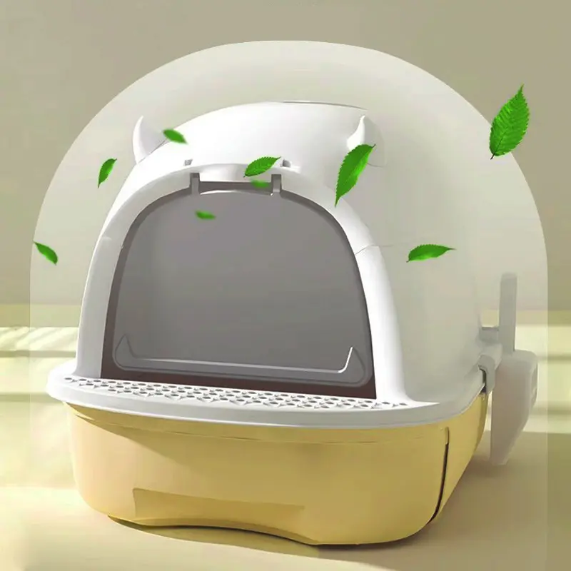 Livingandhome Detachable Cat Litter Box with Sand-Leakage Pedal and Odour Control Bag 7