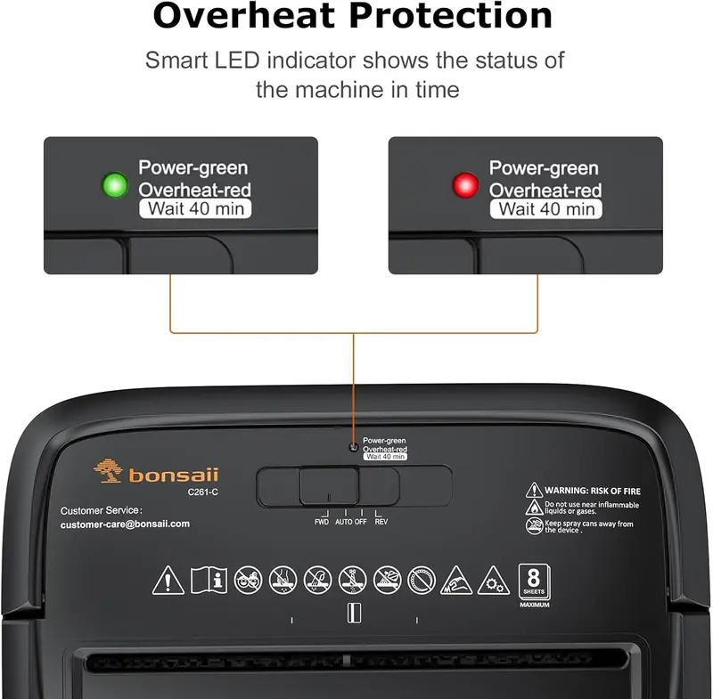 Bonsaii 8-Sheet Cross-Cut Shredder, P-4 Security, 16L Bin, Shreds Cards & Staples, C261-C 1