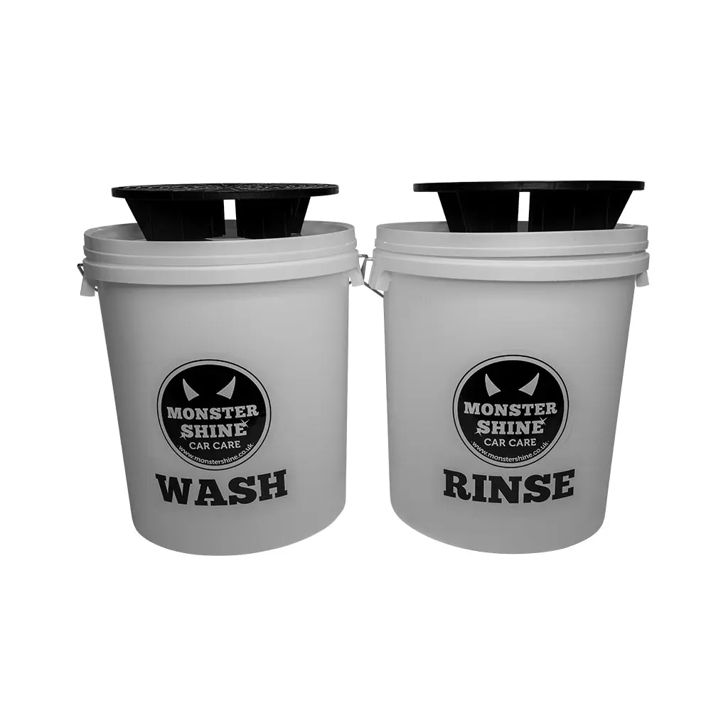 Monstershine Wash and Rinse Buckets  Grit Guards Kit