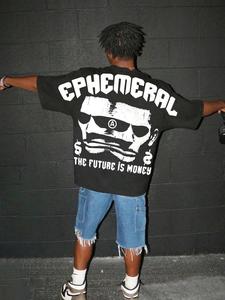 Men's Face Mask Print Short Sleeve T-shirt, Loose Casual Retro Fashion Comfy Crew Neck Tee for Summer, Men's Top for Daily Wear