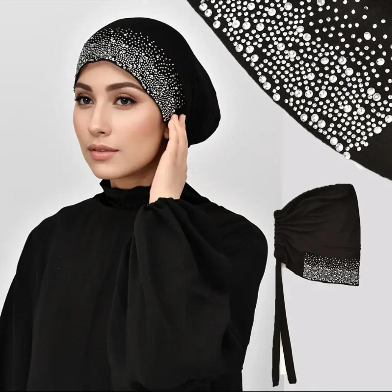 Maryam’s Essential Faux Diamond Tie Back Cap for Hijabs