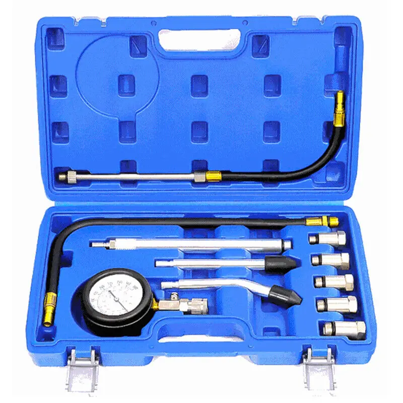Petrol Engine Compression Tester Kit Fuel Cylinder Pressure Gauge Tool Set 11X 5