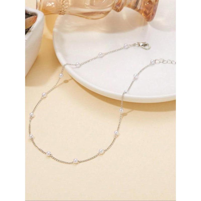 Women's Elegant Faux Pearl Decorated Necklace,  Girlfriend Gifts Jewelry, Exquisite Trendy Necklace, Chic Jewelry for Party & Daily Decor 6