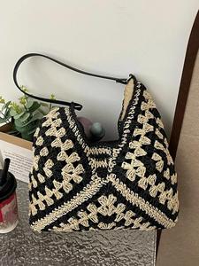 Hollow Out Knitted Tote Bag, Summer Outfits 2024 Casual Versatile Large Capacity Shoulder Bag for Summer Vacation Beach, Trendy All-match Bag for Commute, Travel